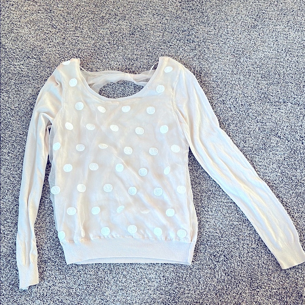 LC Lauren Conrad Cream Polka Dot Sweater
